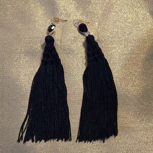 Elegant Black Tassel Earrings